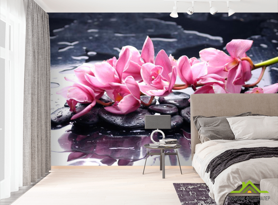 выбрать Фотообои Сиреневые цветы и камни Фотообои Цветы на стену