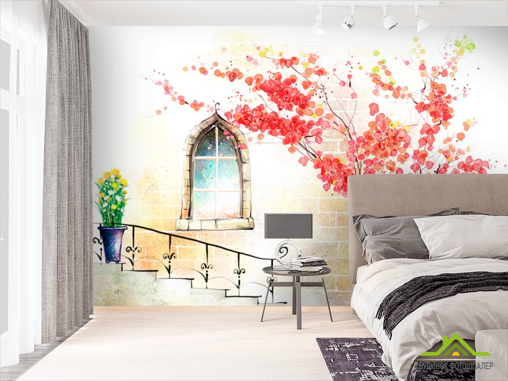 Фотообои Окно и лестница