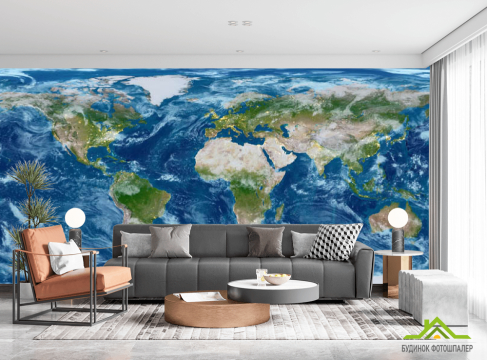 выбрать Фотообои Карта с материками Фотообои карта Мира на стену
