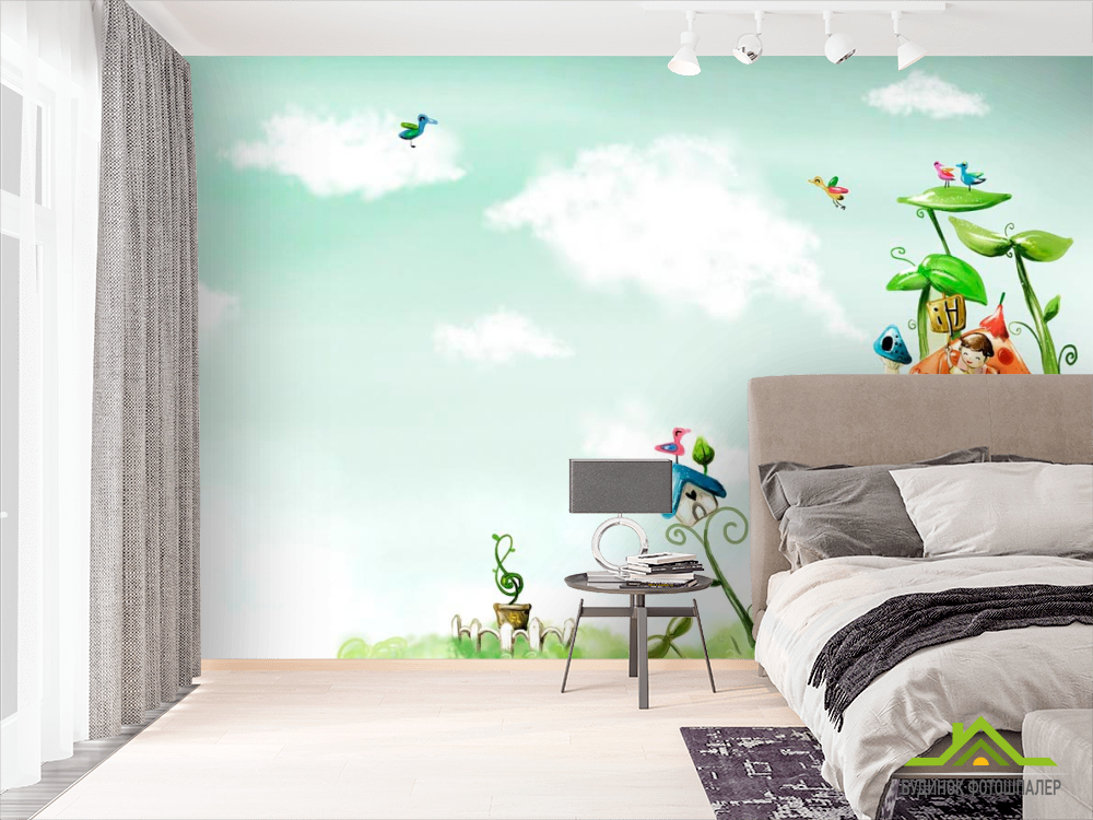 Фотообои Домик в цветах