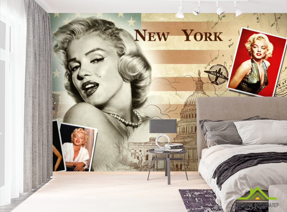 выбрать Фотообои Винтажный принт с Монро Фотообои в салон красоты на стену