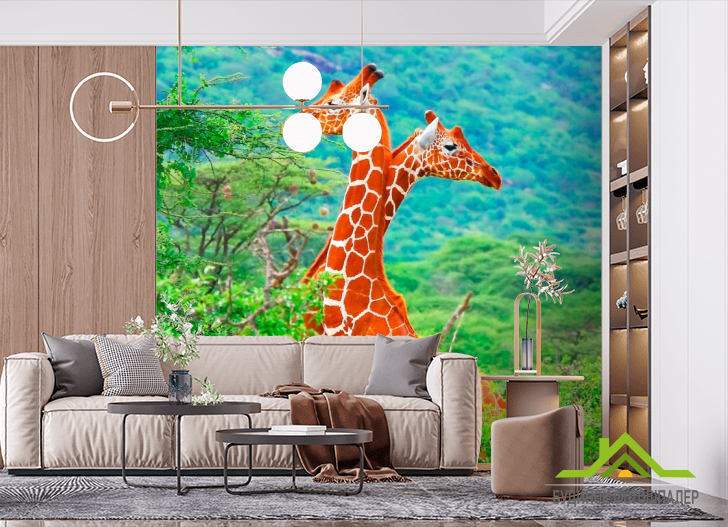 Фотообои Жирафы среди деревьев
