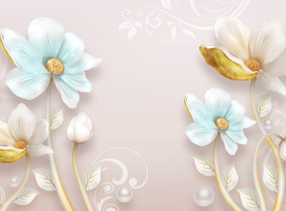 выбрать Фотообои 3д цветы Фотообои с золочением на стену