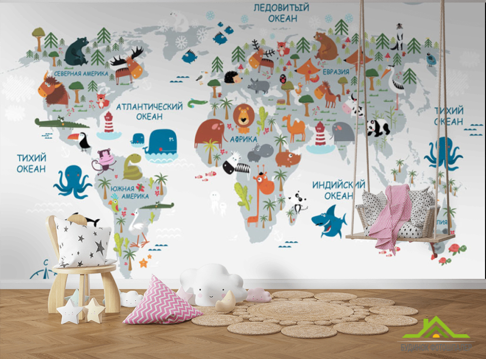 выбрать Фотообои Карта в детскую Фотообои в детскую на стену