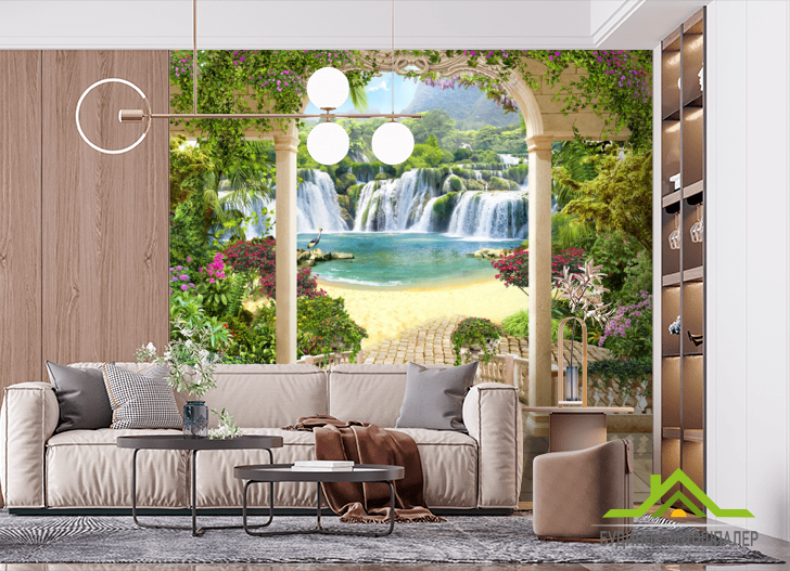 Фотошпалери Тераса з видом на водоспад