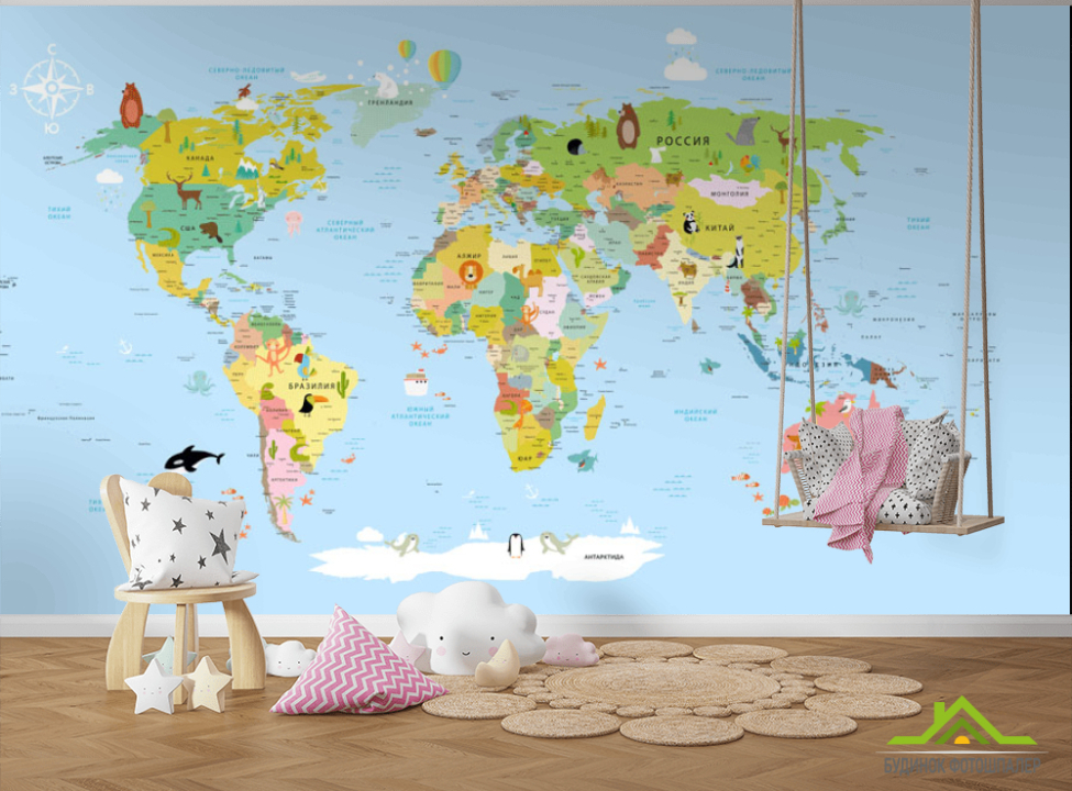выбрать Фотообои Карта в детскую Фотообои в детскую на стену