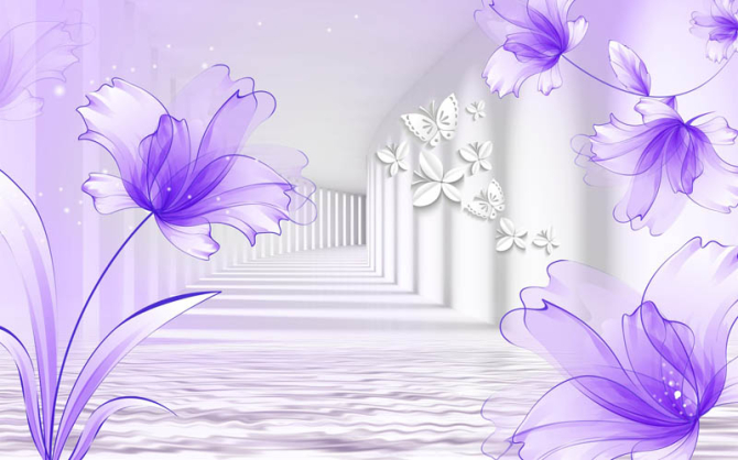 Фотошпалери квіти на тлі тунелю