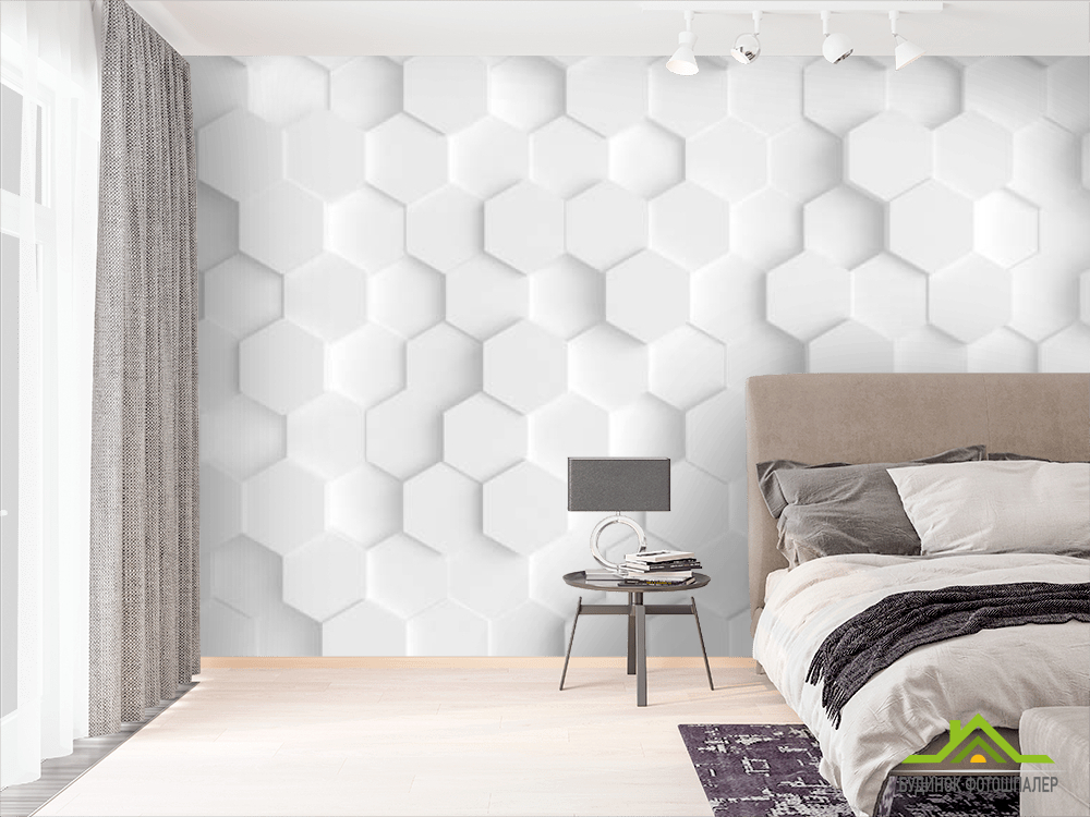 Фотошпалери білі 3Д стільники
