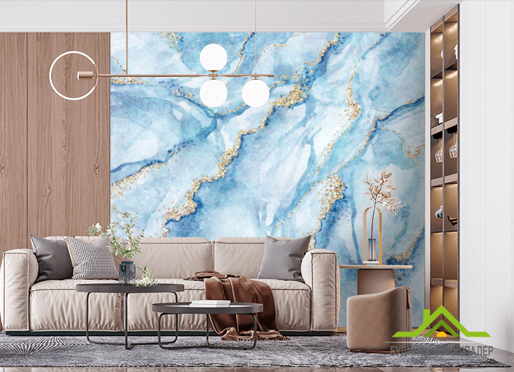 Фотошпалери Блакитний Fluid art