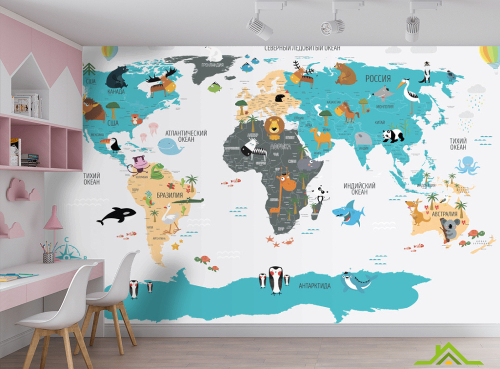 выбрать Шпалери в дитячу Карта Фотошпалери Розвиваючі карти на стіну