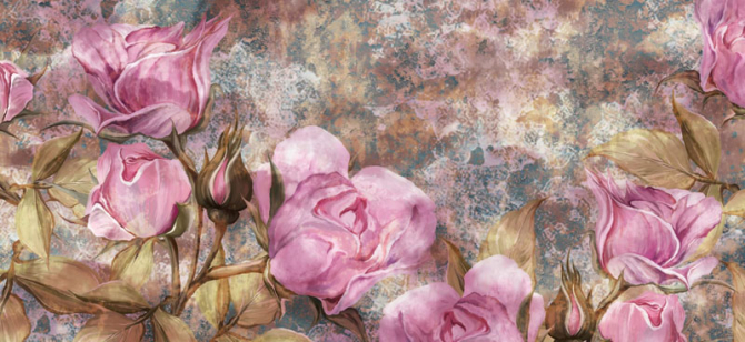 Фотошпалери Рожеві троянди Мальовані