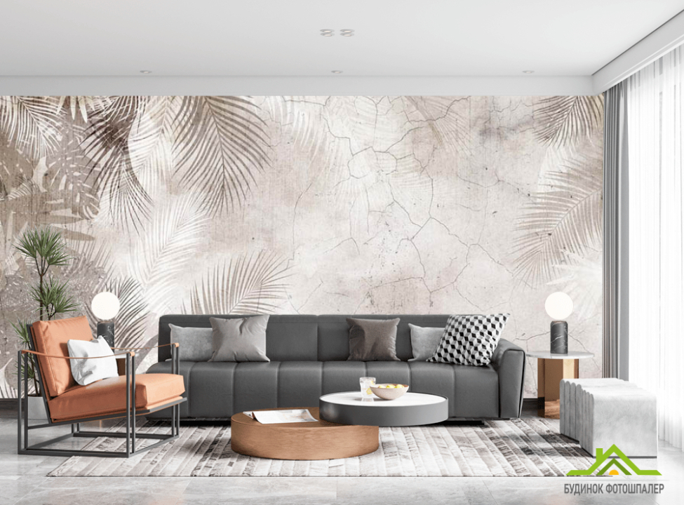 выбрать Фотообои Бежевые листья Фотообои тропические листья на стену