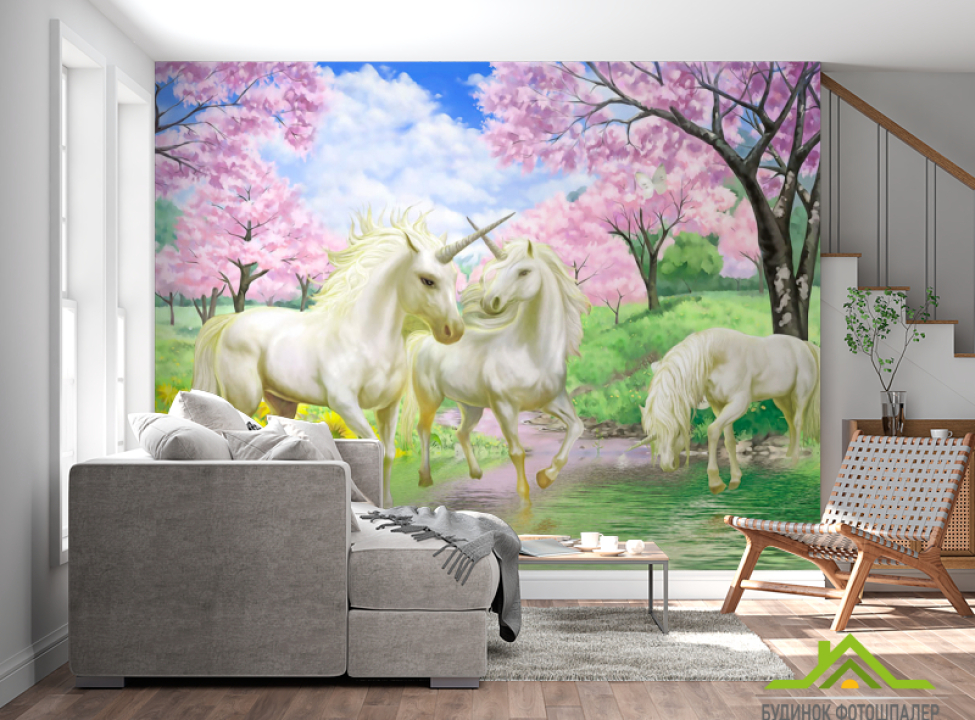 выбрать Фотошпалери Єдиноріг дитячі Фотошпалери Фрески на стіну