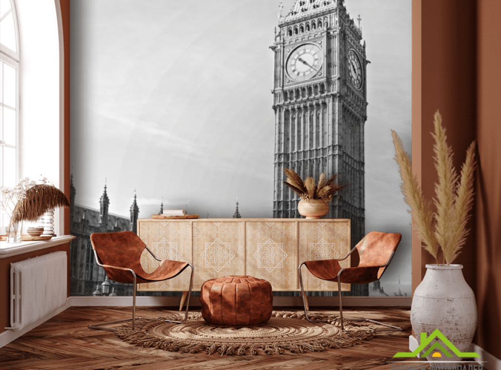 выбрать Фотообои красный автобус возле Биг Бена в Лондоне Фотообои Лондон на стену