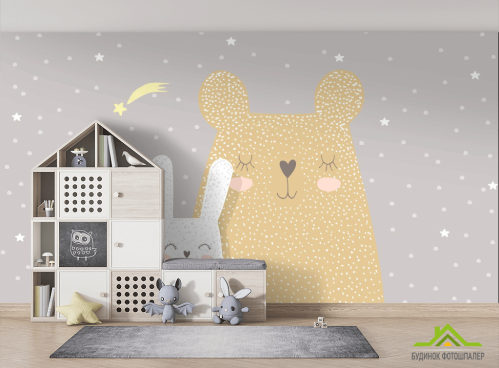 выбрать Фотошпалери Ведмедик і зайчик Фотошпалери Little kids на стіну