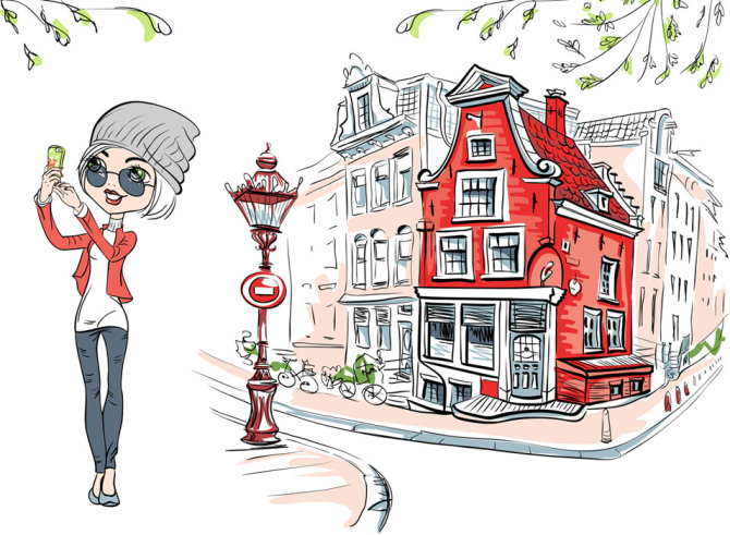 Фотошпалери Векторна дівчинка