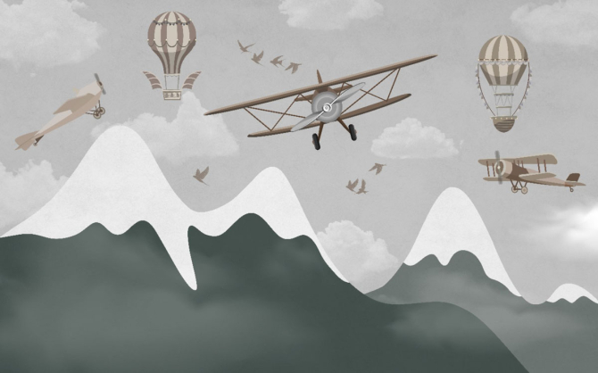 Фотошпалери дитячі гори і літаки