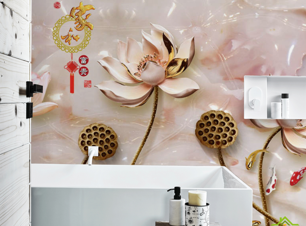 выбрать Фотообои Керамические лотосы Фотообои в ванную на стену