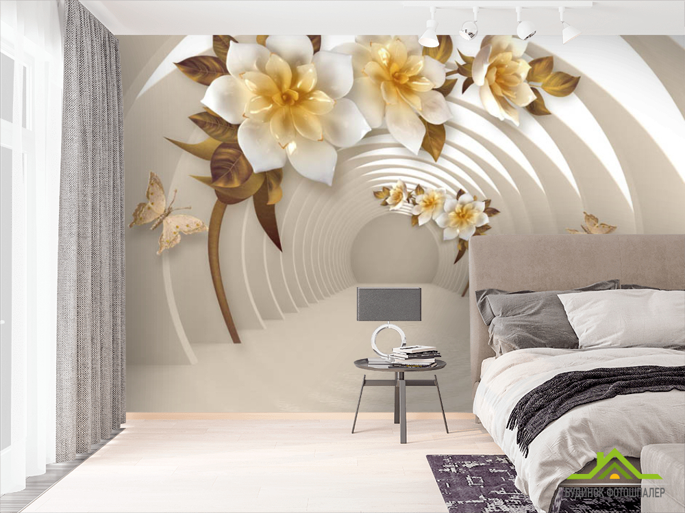 Фотошпалери квіти і тунель