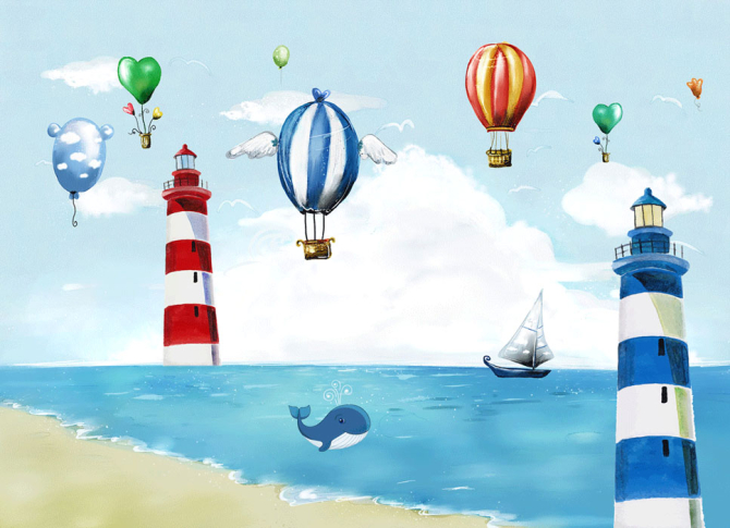 Фотообои Воздушные шары и маяки