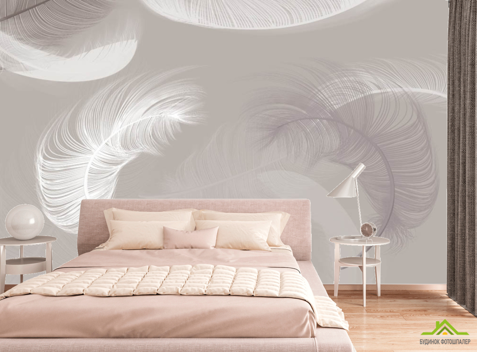 выбрать Фотообои Перья на бежевом фоне Фотообои в спальню на стену