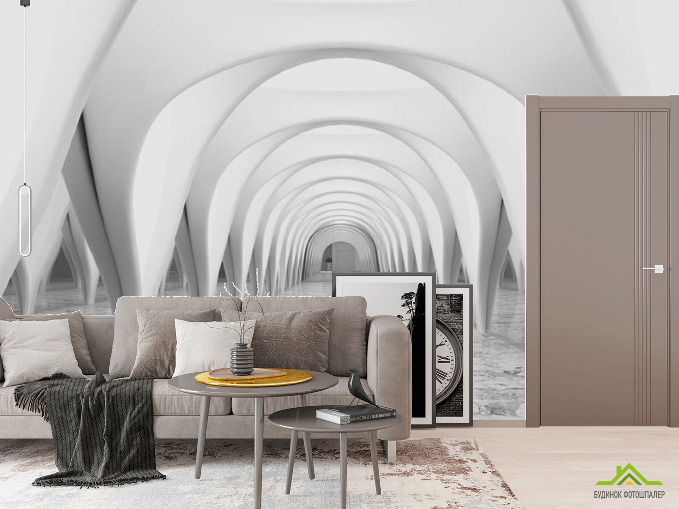 Фотообои 3д тоннель серый