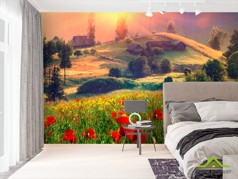 Фотообои Село, маки