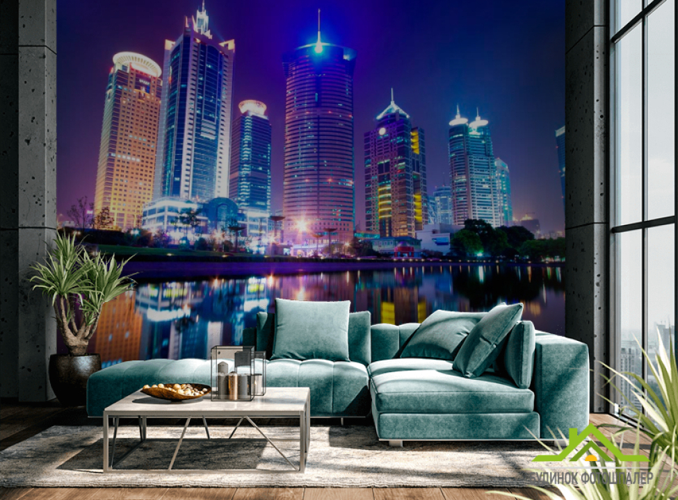выбрать Фотообои Отражение Нью-Йорка в воде Фотообои Нью Йорк на стену