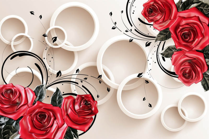 Фотошпалери сучасні 3D Стерео квіти