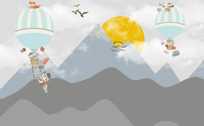 Фотошпалери Гори і повітряні кулі