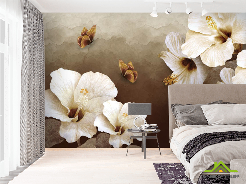 Фотошпалери квіти і метелики