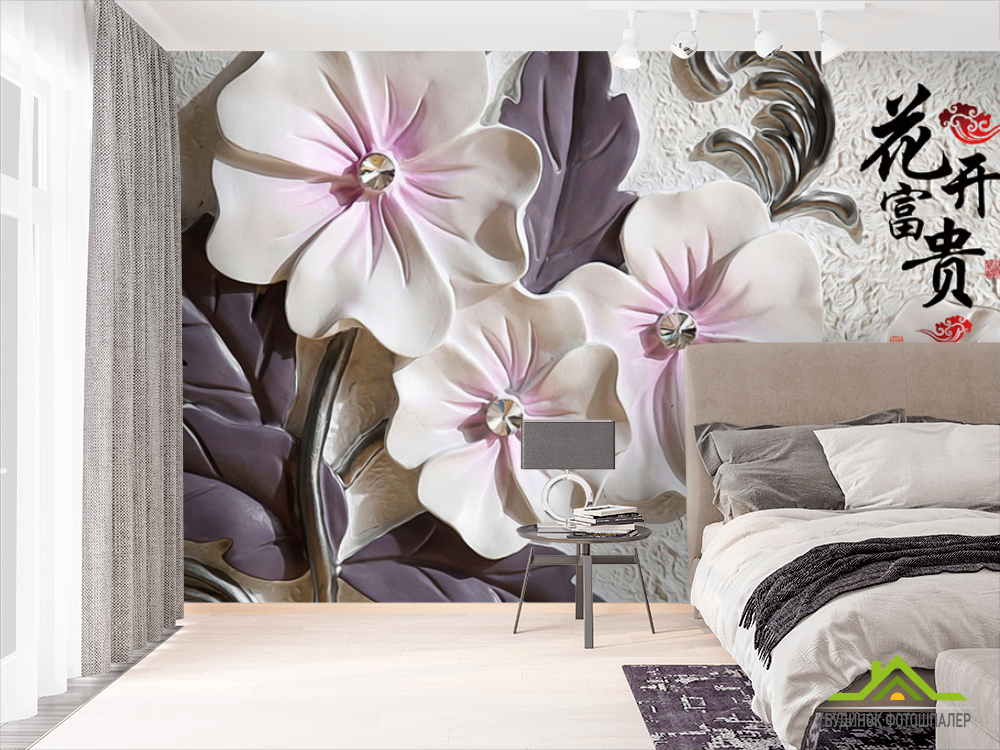 Фотообои Барельефные керамические цветы