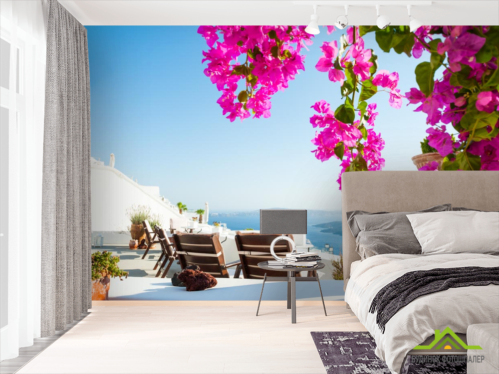 Фотообои стульчики и вид на море