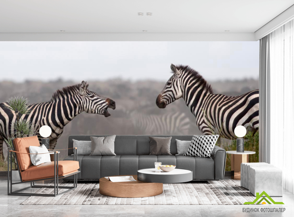 выбрать Фотообои Общение зебр Фотообои Зебры на стену