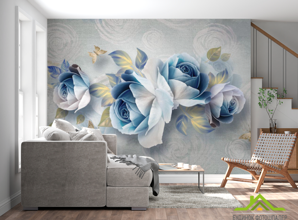 выбрать Фотошпалери Сині квіти 3д Фотошпалери Квіти на стіну