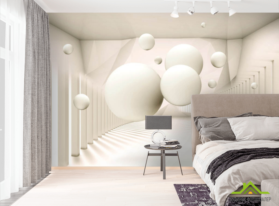 выбрать Фотообои Шары в бежевой комнате Фотообои Геометрия на стену