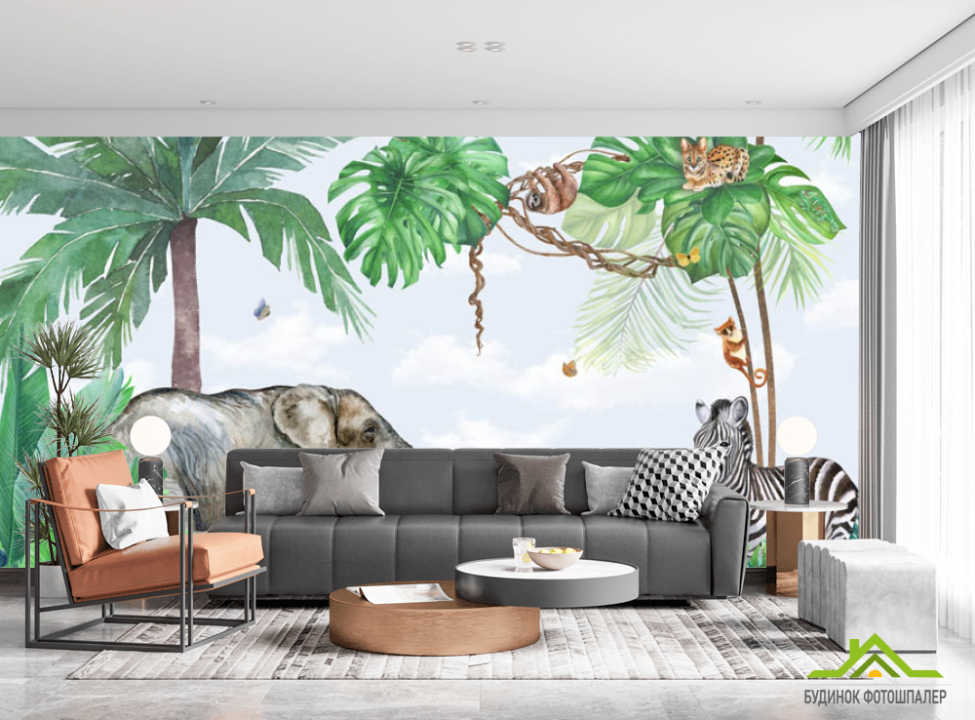 выбрать Фотошпалери слон, зебра, жираф Фотошпалери різні на стіну