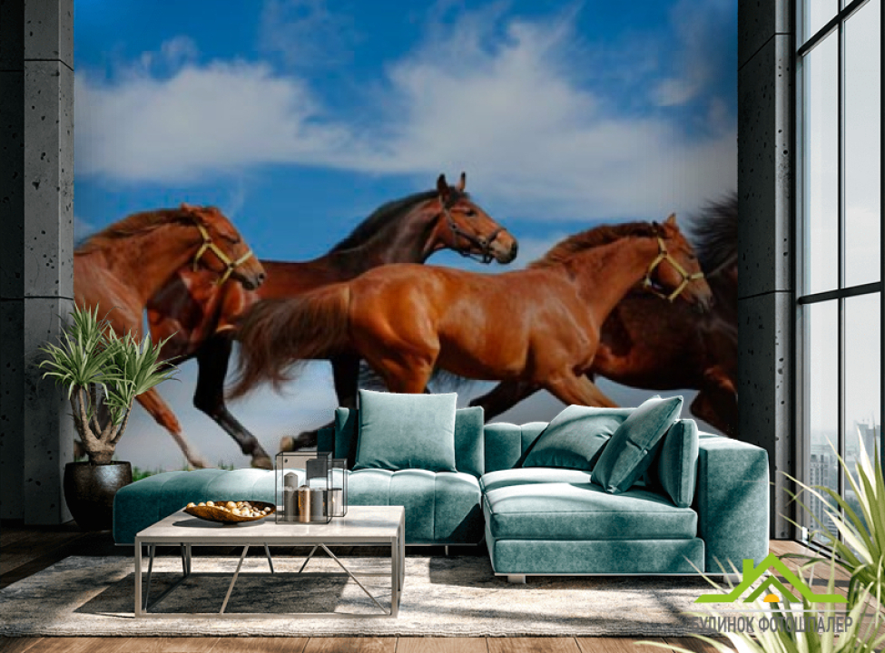 выбрать Фотообои Табун бегущих лошадей Фотообои Лошади на стену