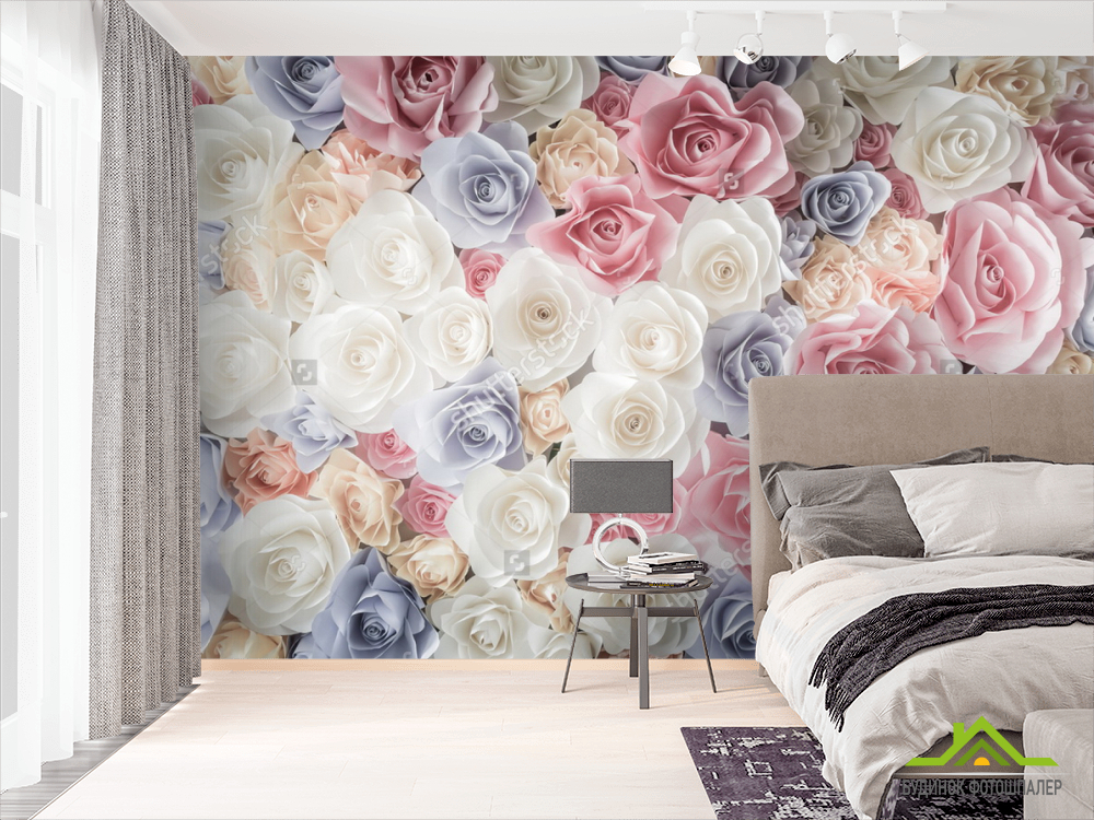 Фотошпалери 3D паперові троянди