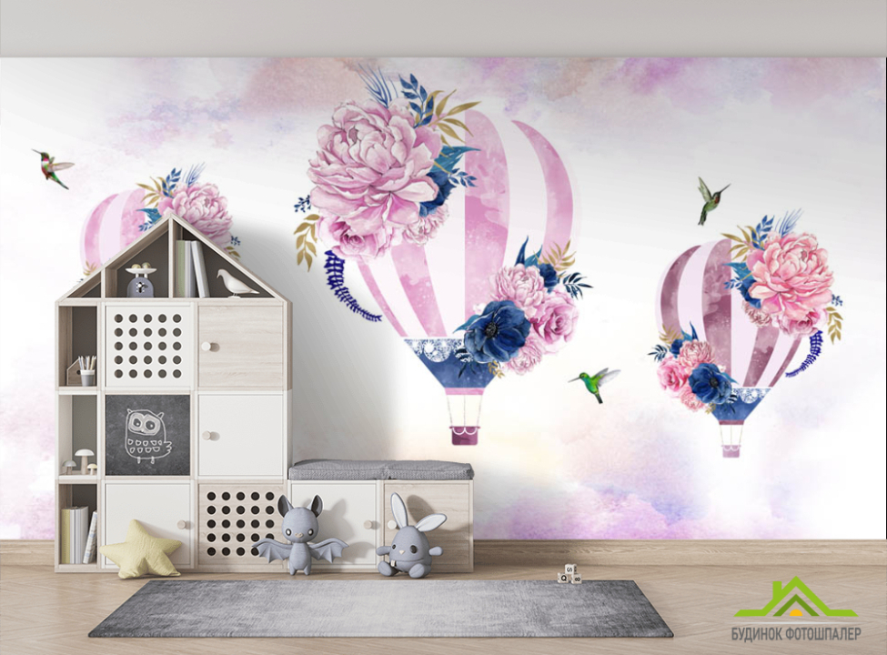 выбрать Фотошпалери Рожеві повітряні кулі Фотошпалери Little kids на стіну