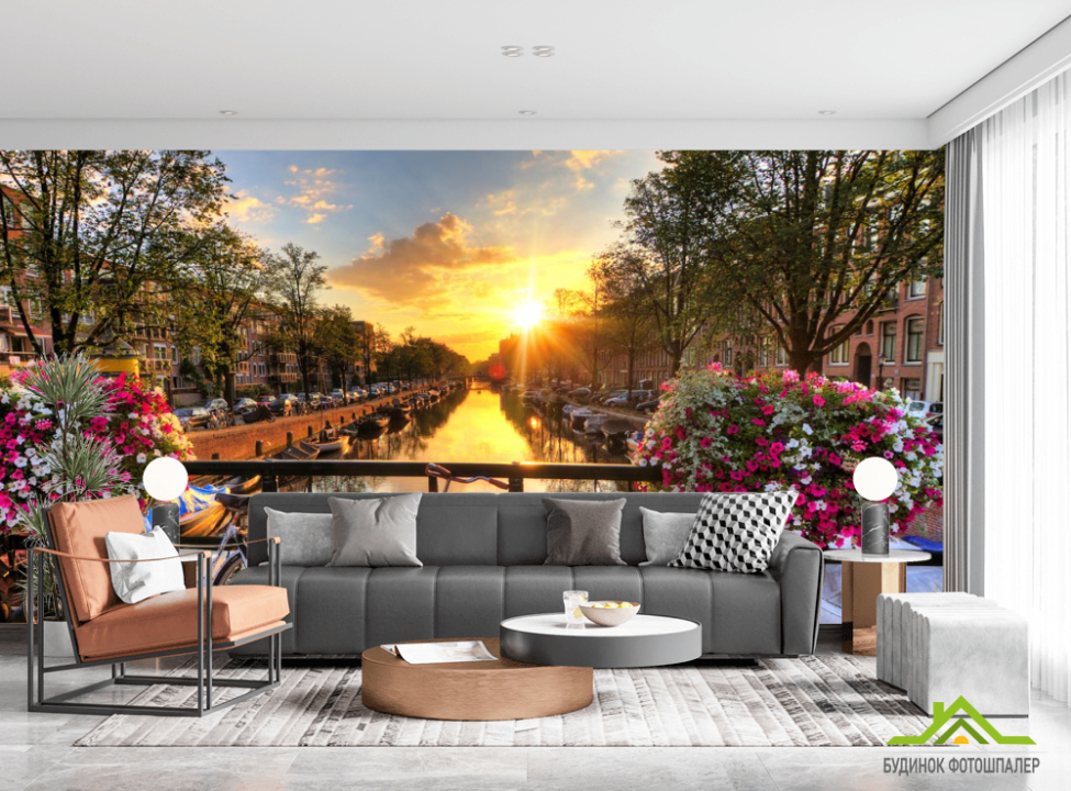 выбрать Фотообои велосипеды над речкой Фотообои Расширяющие пространство на стену