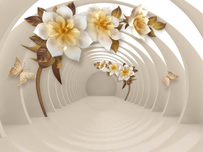 Фотошпалери квіти і тунель