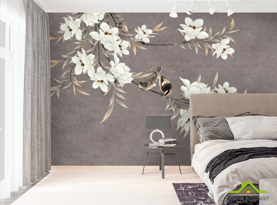 выбрать Фотошпалери гілки магнолії з квітами Фотошпалери Квіти на стіну