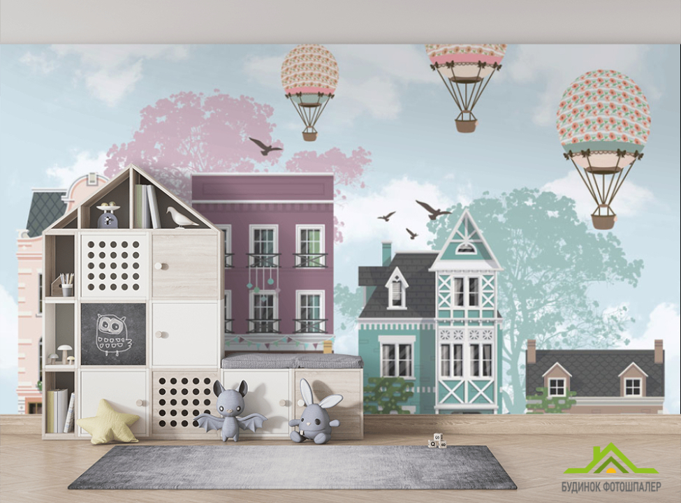 выбрать Фотошпалери Будиночки векторні Фотошпалери Little kids на стіну