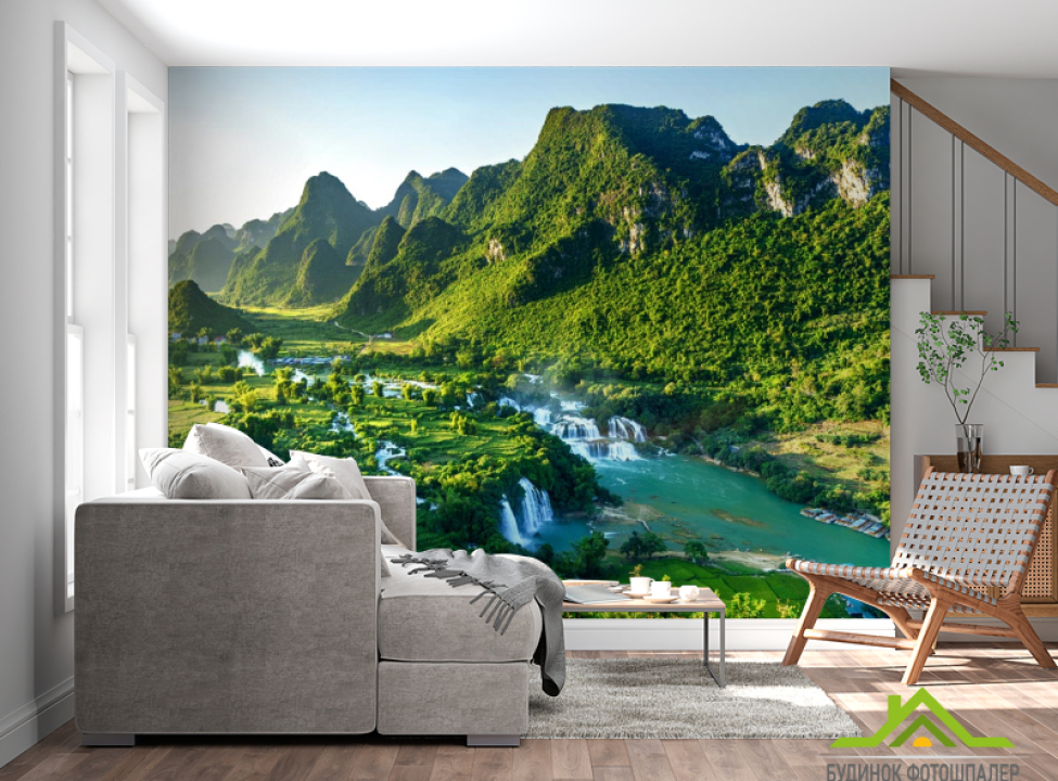 выбрать Фотошпалери водоспад на всю галявину Фотошпалери Природа на стіну