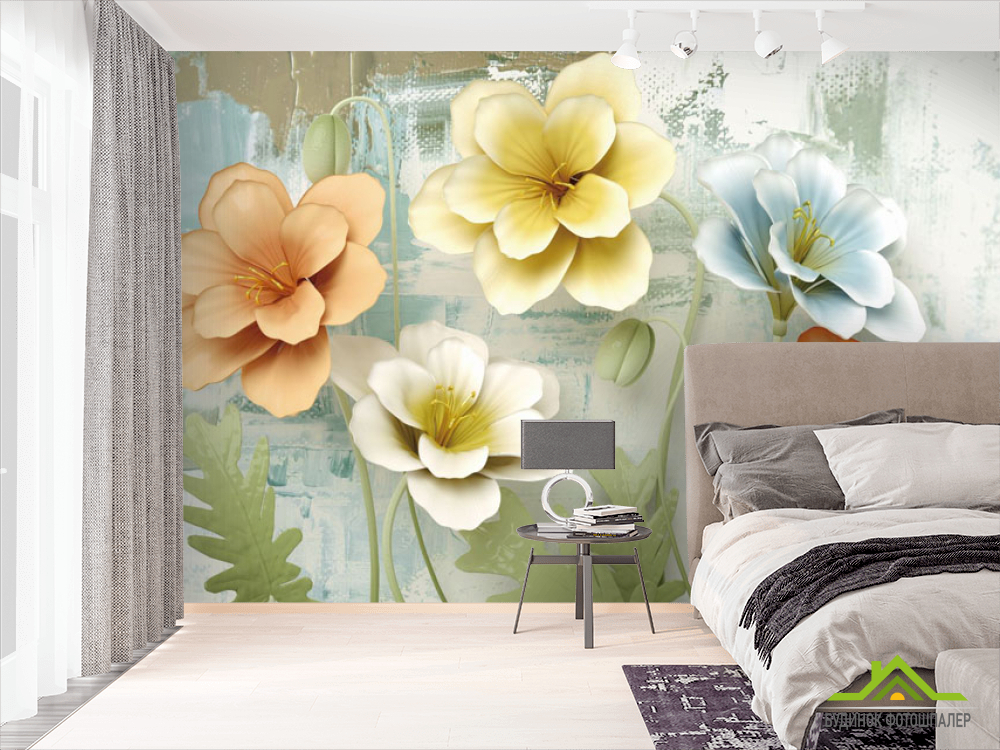 Фотообои 3д цветы объемные