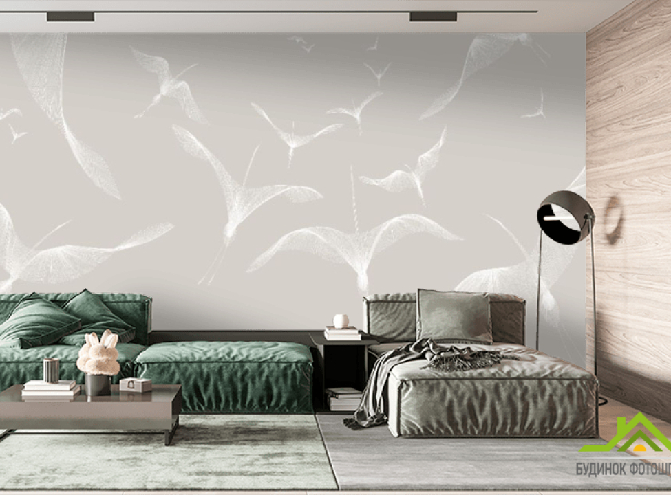 выбрать Фотообои птицы на сером фоне Фотообои простые линии на стену