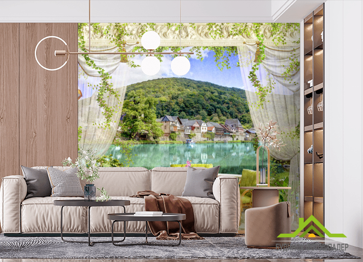 Фотошпалери Фреска балкон з видом на море