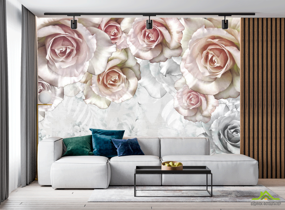 выбрать Фотообои Объёмные розы Фотообои в гостиную на стену