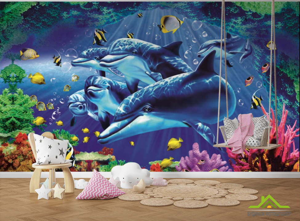выбрать Фотообои 3д дельфины Фотообои в детскую на стену